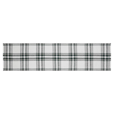 Harper Plaid Green White Runner Fringed 12x48 - The Fox Decor